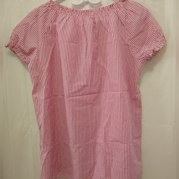 Uniqlo Shirt Sleeve Relaxed Fit  Stripe Pink and White Cotton  Top, size M - Picture 2 of 4